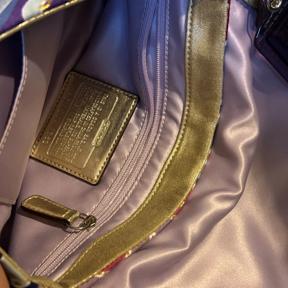 Coach Poppy Collection Baquette Purse Bag In Bright Pink, Purple, Gold NWOT - Picture 12 of 15